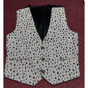 90s Houndstooth Leopard Vest Tailored Androgynous rocker Made USA EUC